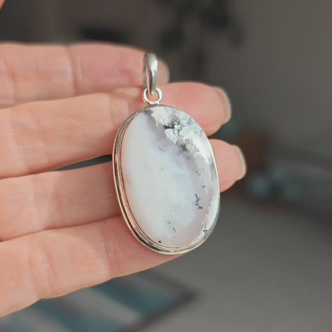 Dendritic Opal Sterling Silver Pendant | Alternative April