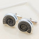 Hepburn and Hughes Promicroceras Ammonite Cufflinks | British Fossils | Sterling Silver