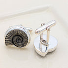 Hepburn and Hughes Promicroceras Ammonite Cufflinks | British Fossils | Sterling Silver