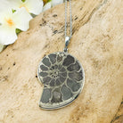 Hepburn and Hughes Pyrite Ammonite Pendant | 44mm | Sterling Silver