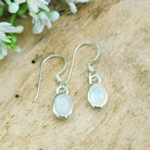 Hepburn and Hughes Rainbow Moonstone Earrings | Small 7mm Oval Gemstones | June Birthstone | Sterling Silver