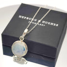 Hepburn and Hughes Rainbow Moonstone Pendant | 15mm Circle | June Birthstone | Sterling silver