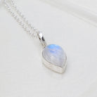 Hepburn and Hughes Rainbow Moonstone Pendant | 15mm Inverted Teardrop | June Birthstone | Sterling silver