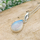Hepburn and Hughes Rainbow Moonstone Pendant | 15mm Inverted Teardrop | June Birthstone | Sterling silver