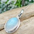 Hepburn and Hughes Rainbow Moonstone Pendant | 15mm Oval | June Birthstone | Sterling silver