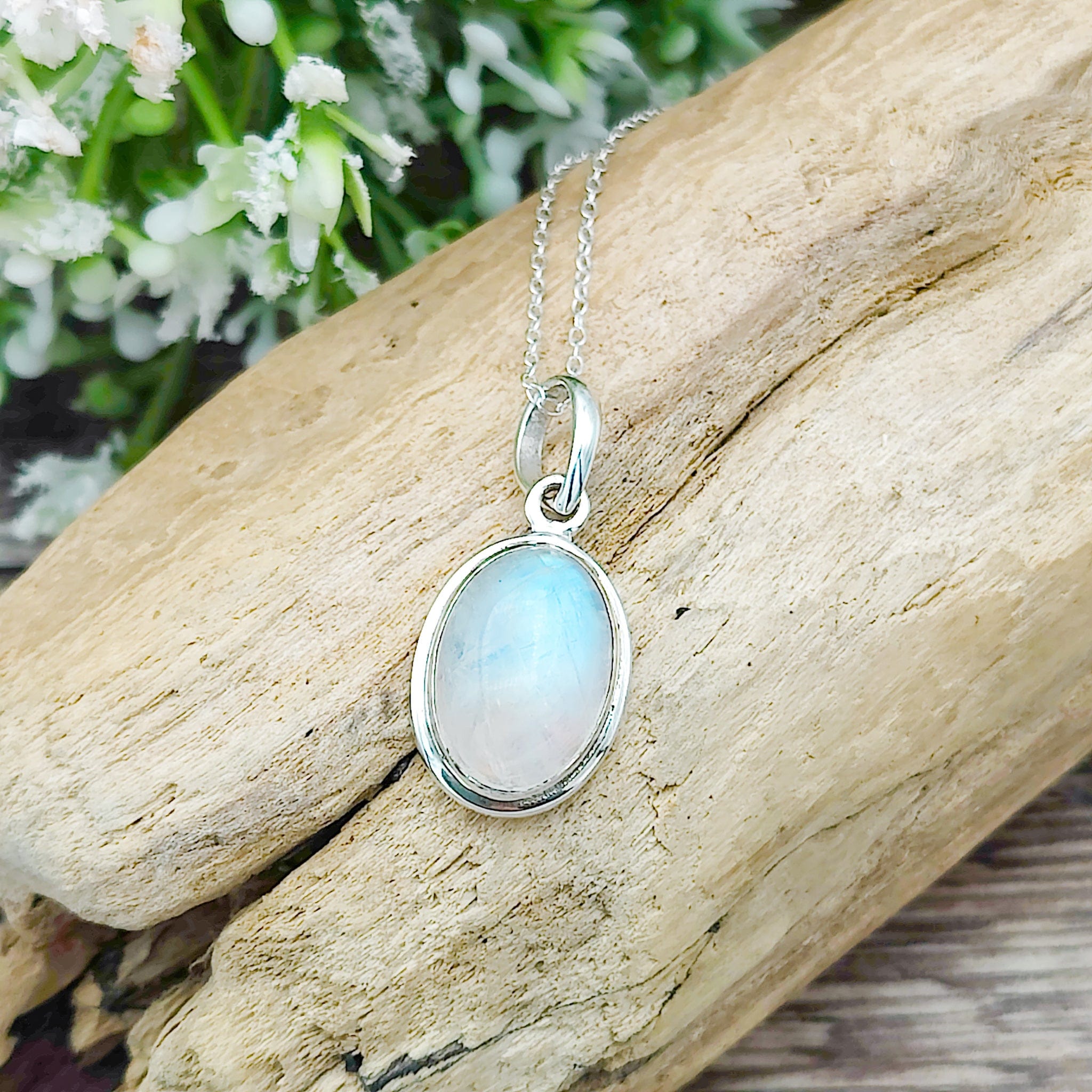 Rainbow store Moonstone Modern Silver Necklace. Gemstone Pendant Necklace with labradorite and mother of pearl gemstones. CVAG