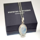 Hepburn and Hughes Rainbow Moonstone Pendant | 15mm Oval | June Birthstone | Sterling silver