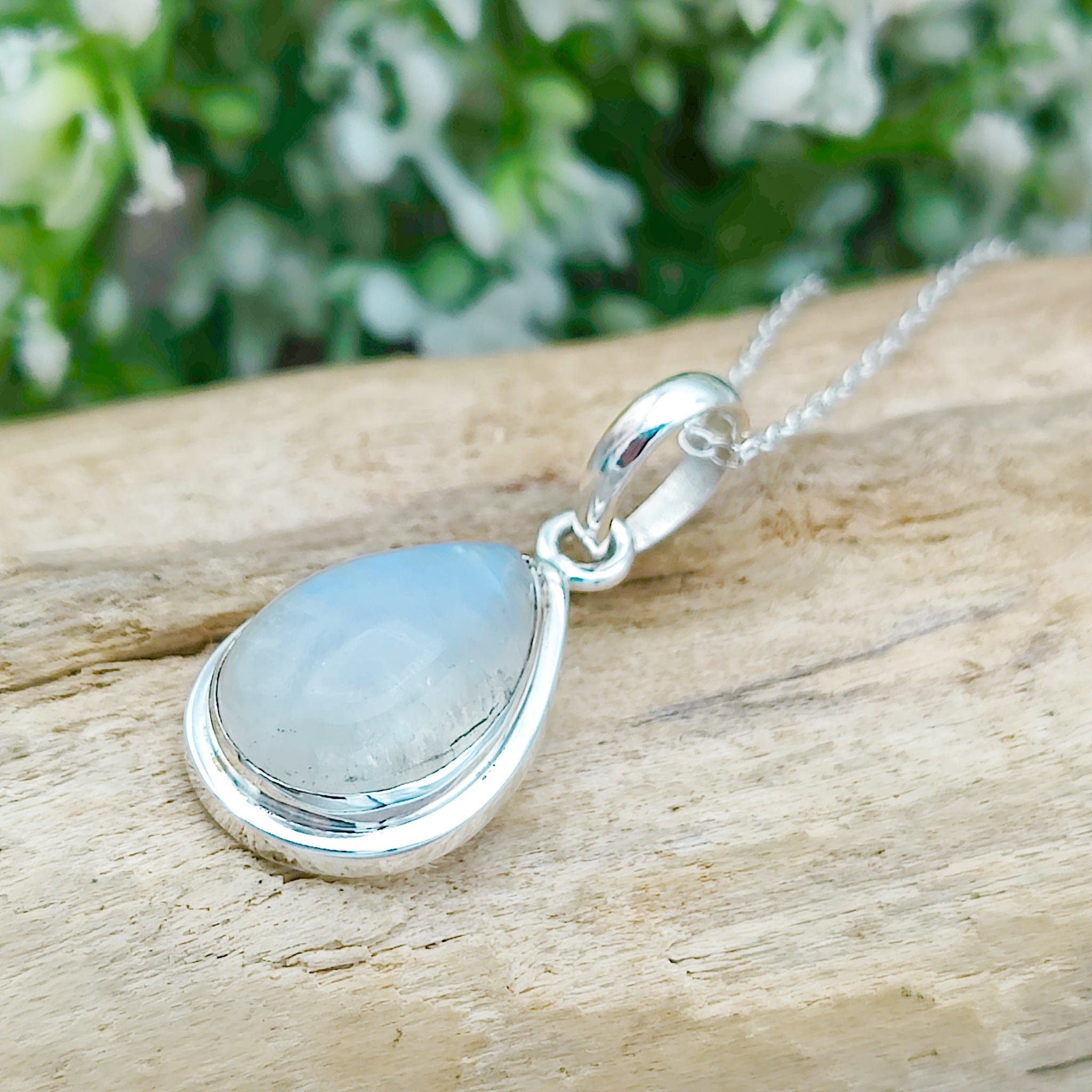 Hepburn and Hughes Rainbow Moonstone Pendant | 15mm Teardrop | June Birthstone | Sterling silver