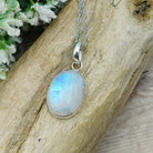 Hepburn and Hughes Rainbow Moonstone Pendant | 20mm Oval | Sterling silver