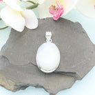 Hepburn and Hughes Rainbow Moonstone Pendant | 25mm Oval | June Birthstone | Sterling silver