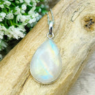 Hepburn and Hughes Rainbow Moonstone Pendant | 31mm Teardrop Gemstone | Sterling silver