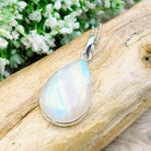 Hepburn and Hughes Rainbow Moonstone Pendant | 31mm Teardrop Gemstone | Sterling silver