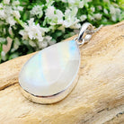 Hepburn and Hughes Rainbow Moonstone Pendant | 31mm Teardrop Gemstone | Sterling silver