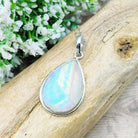 Hepburn and Hughes Rainbow Moonstone Pendant | 31mm Teardrop Gemstone | Sterling silver