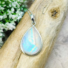 Hepburn and Hughes Rainbow Moonstone Pendant | 31mm Teardrop Gemstone | Sterling silver