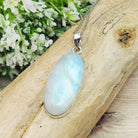 Hepburn and Hughes Rainbow Moonstone Pendant | Large 40mm Oval | Birthstone | Sterling silver