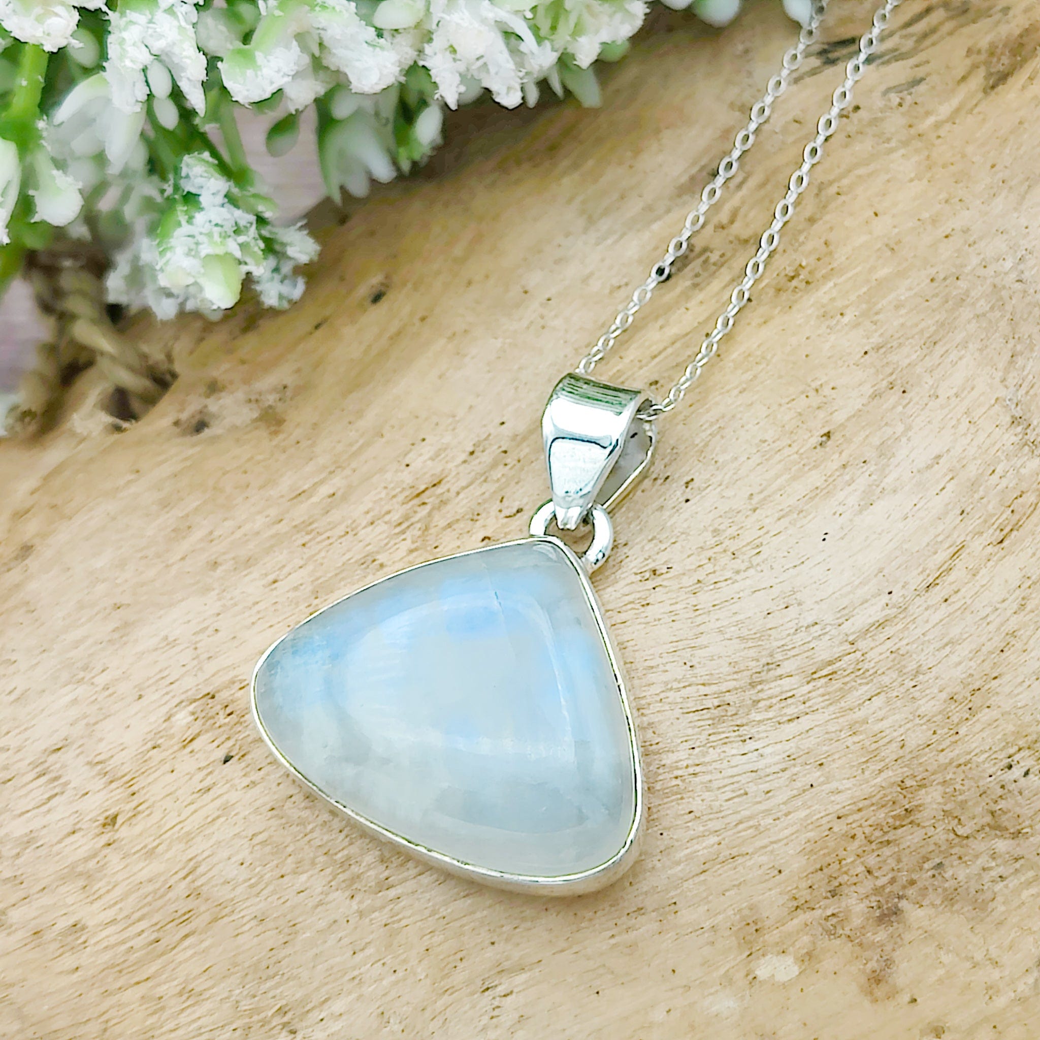 Hepburn and Hughes Rainbow Moonstone Pendant | Teardrop | June Birthstone | Sterling silver