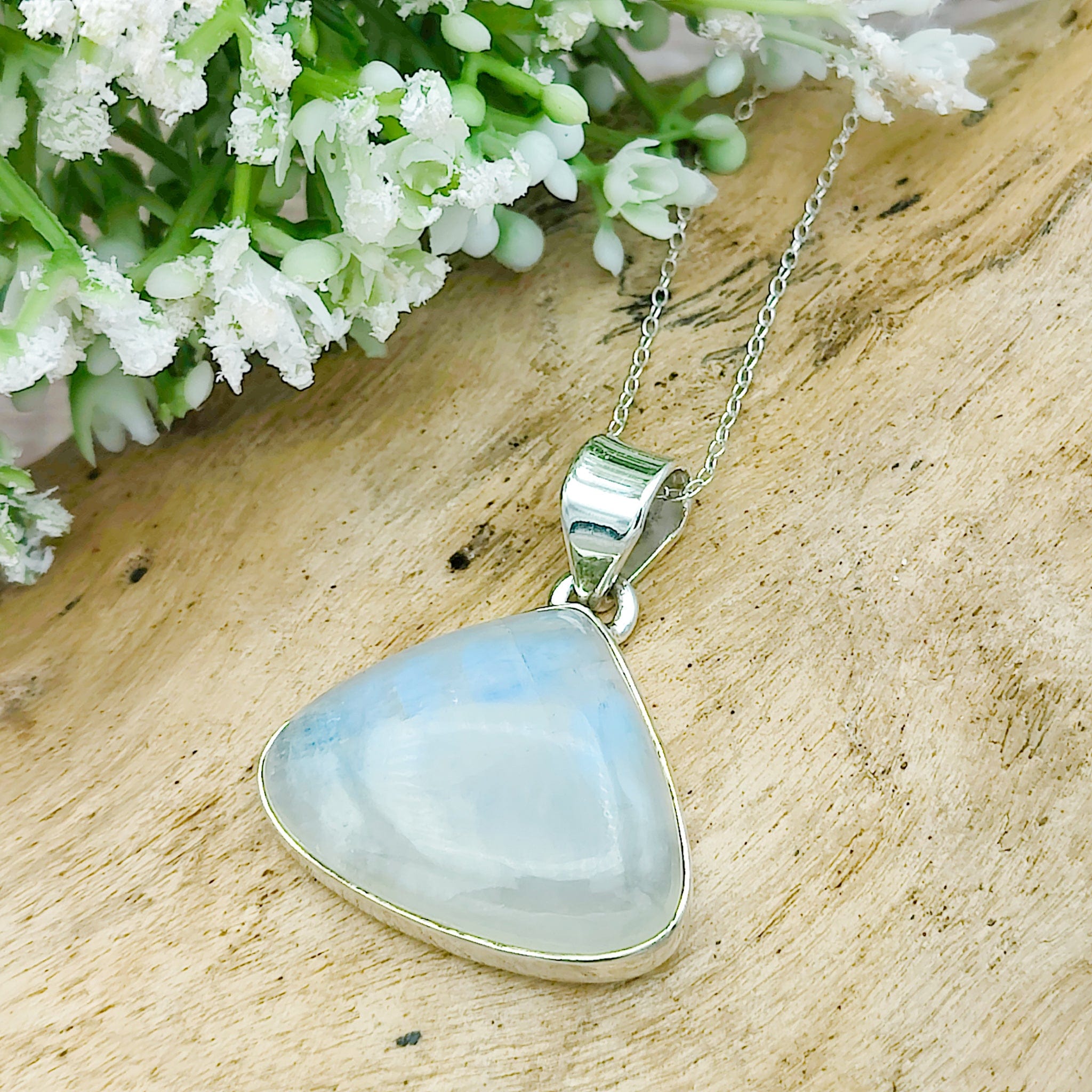 Hepburn and Hughes Rainbow Moonstone Pendant | Teardrop | June Birthstone | Sterling silver