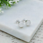 Hepburn and Hughes Rainbow Moonstone Stud Earrings in Sterling Silver | Three Shape Options | June Birthstone