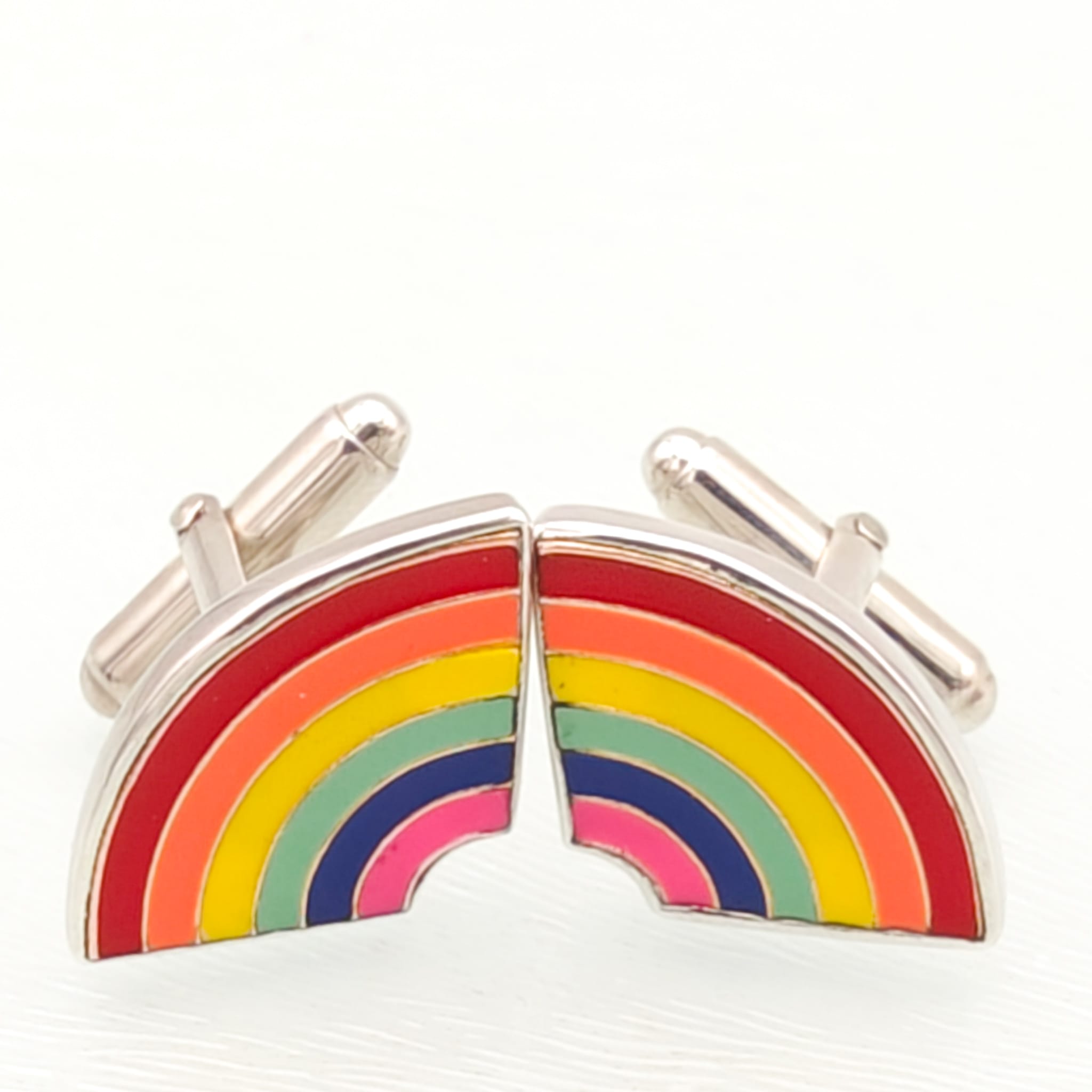 Hepburn and Hughes Rainbow Pride Cufflinks in Sterling Silver | LGBTQ+ Wedding & Anniversary Gift