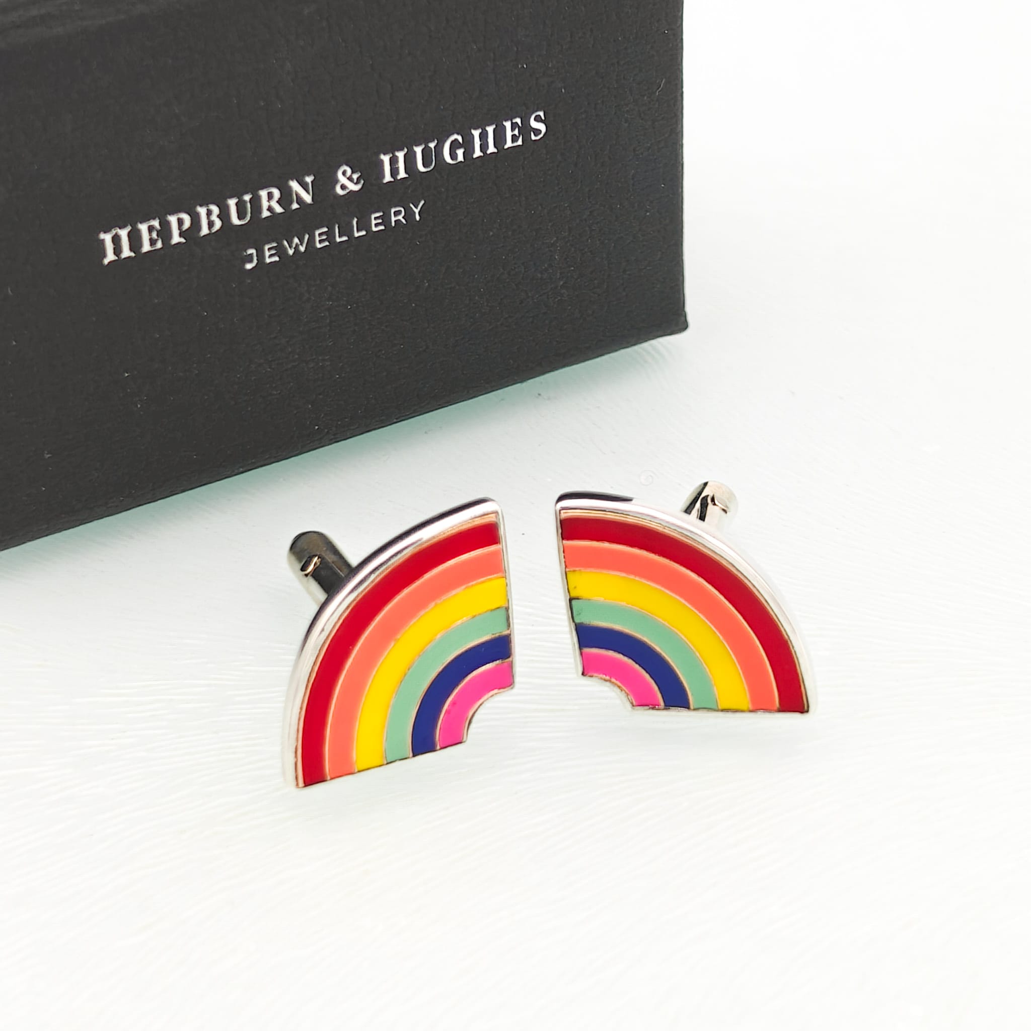Hepburn and Hughes Rainbow Pride Cufflinks in Sterling Silver | LGBTQ+ Wedding & Anniversary Gift
