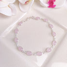 Hepburn and Hughes Rose Quartz Bracelet | 12 Ovals | January Birthstone | Sterling Silver