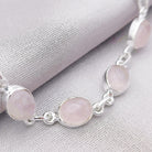 Hepburn and Hughes Rose Quartz Bracelet | 7 Ovals | January Birthstone | Sterling Silver