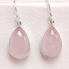 Hepburn and Hughes Rose Quartz Drop Earrings | 15mm Teardrop | January Gift | Sterling Silver