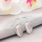 Hepburn and Hughes Rose Quartz Drop Earrings | Double Bezel Teardrop | Sterling Silver