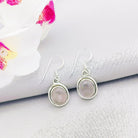 Hepburn and Hughes Rose Quartz Drop Earrings | Oval | January Birthday | Sterling Silver