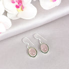 Hepburn and Hughes Rose Quartz Drop Earrings | Oval with ear wire | Sterling Silver