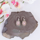 Hepburn and Hughes Rose Quartz Drop Earrings | Oval with ear wire | Sterling Silver