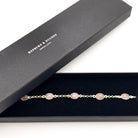 Hepburn and Hughes Rose Quartz Gemstone Bracelet | 7 Oval Gemstones | January Birthstone | Sterling Silver