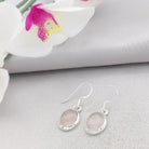 Hepburn and Hughes Rose Quartz Oval Earrings | 5th wedding anniversary | Sterling Silver