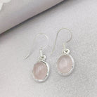 Hepburn and Hughes Rose Quartz Oval Earrings | 5th wedding anniversary | Sterling Silver