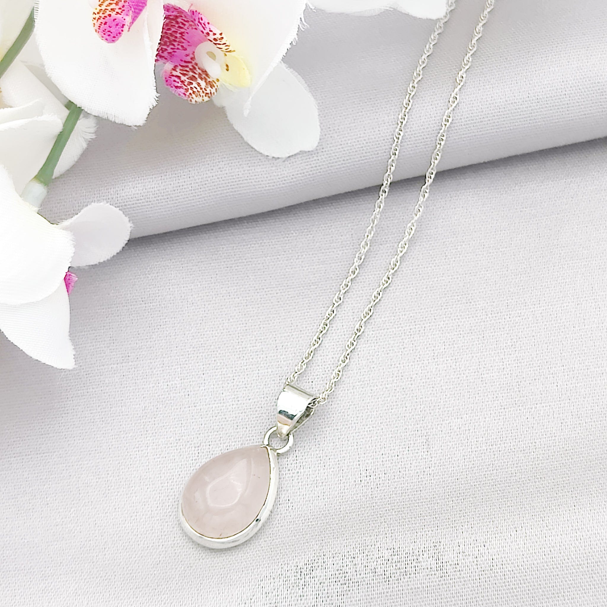 Hepburn and Hughes Rose Quartz Pendant | 20mm Oval | January Gift | Sterling Silver