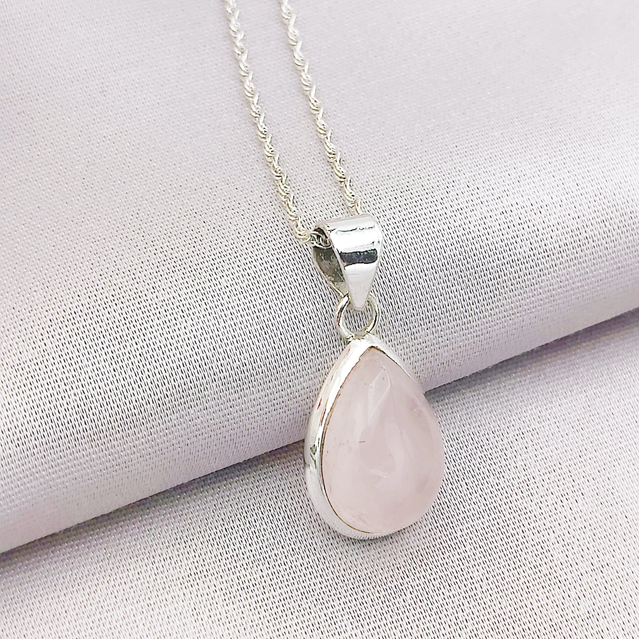 Hepburn and Hughes Rose Quartz Pendant | 20mm Oval | January Gift | Sterling Silver