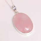 Hepburn and Hughes Rose Quartz Pendant | 30mm Oval | 5th Anniversary | Sterling Silver