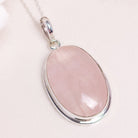 Hepburn and Hughes Rose Quartz Pendant | 30mm Oval | 5th Anniversary | Sterling Silver