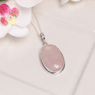 Hepburn and Hughes Rose Quartz Pendant | 30mm Oval | 5th Anniversary | Sterling Silver