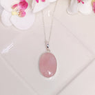 Hepburn and Hughes Rose Quartz Pendant | 30mm Oval | 5th Anniversary | Sterling Silver