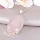 Hepburn and Hughes Rose Quartz Pendant | January Birthstone | Oval | Sterling Silver