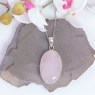 Hepburn and Hughes Rose Quartz Pendant | January Birthstone | Oval | Sterling Silver