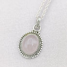 Hepburn and Hughes Rose Quartz Pendant | Ornate Oval | 5th Anniversary Gift | Sterling Silver