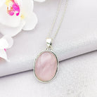 Hepburn and Hughes Rose Quartz Pendant | Oval | Sterling Silver