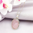 Hepburn and Hughes Rose Quartz Pendant | Oval | Sterling Silver