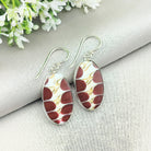 Hepburn and Hughes Seashell Earrings, Burgundy Oval Troca in Sterling Silver