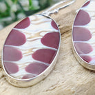 Hepburn and Hughes Seashell Earrings, Burgundy Oval Troca in Sterling Silver