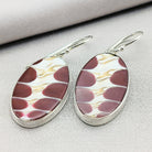 Hepburn and Hughes Seashell Earrings, Burgundy Oval Troca in Sterling Silver