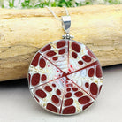 Hepburn and Hughes Seashell Pendant, Burgundy circle troca in Sterling Silver